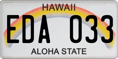 HI license plate EDA033