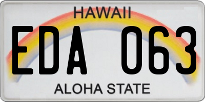 HI license plate EDA063