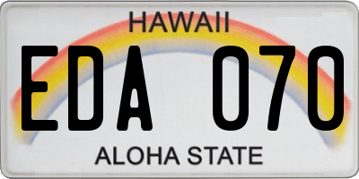 HI license plate EDA070