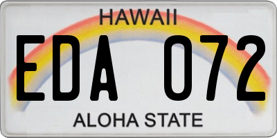 HI license plate EDA072