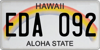 HI license plate EDA092