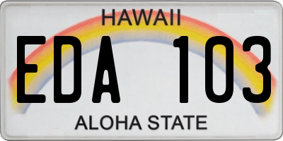 HI license plate EDA103