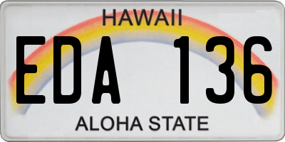HI license plate EDA136