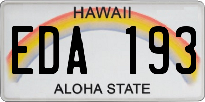 HI license plate EDA193