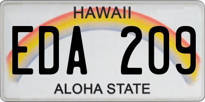 HI license plate EDA209