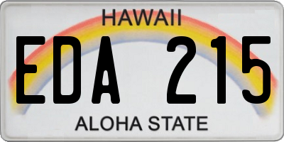 HI license plate EDA215