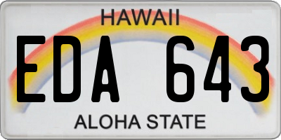 HI license plate EDA643