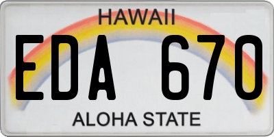 HI license plate EDA670