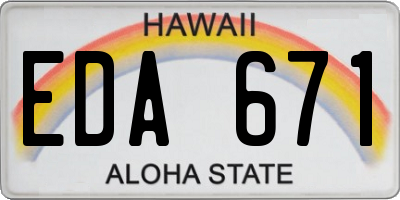 HI license plate EDA671