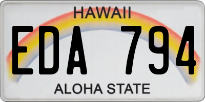 HI license plate EDA794