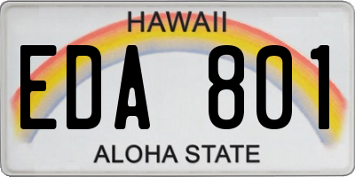 HI license plate EDA801
