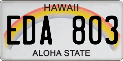 HI license plate EDA803