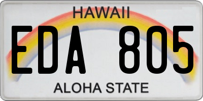 HI license plate EDA805