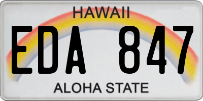 HI license plate EDA847
