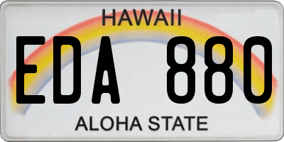 HI license plate EDA880