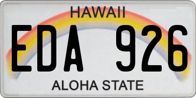 HI license plate EDA926