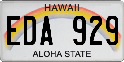 HI license plate EDA929