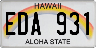 HI license plate EDA931