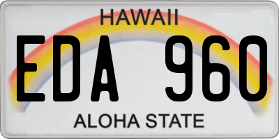 HI license plate EDA960