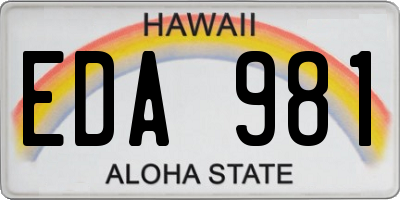 HI license plate EDA981