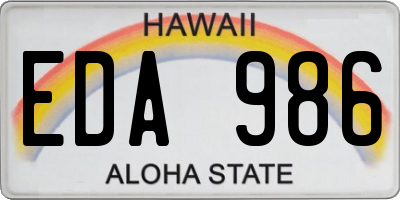 HI license plate EDA986