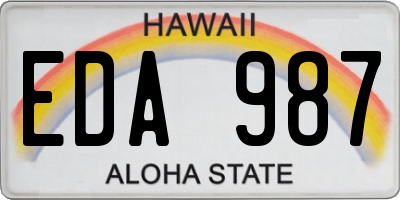 HI license plate EDA987