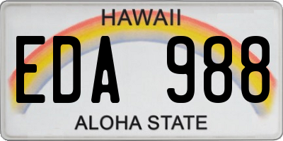HI license plate EDA988