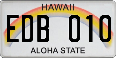 HI license plate EDB010