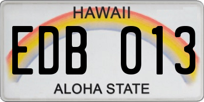 HI license plate EDB013