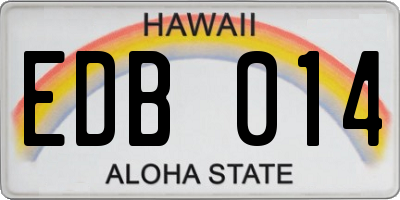 HI license plate EDB014