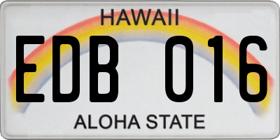 HI license plate EDB016