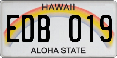 HI license plate EDB019