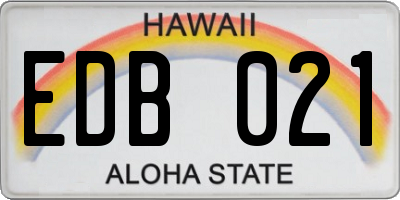 HI license plate EDB021