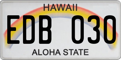 HI license plate EDB030
