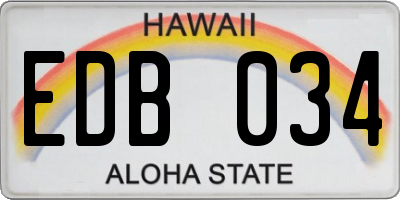 HI license plate EDB034