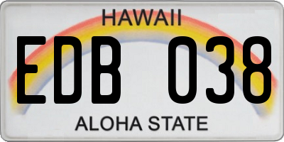 HI license plate EDB038