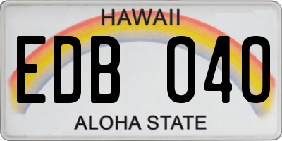 HI license plate EDB040
