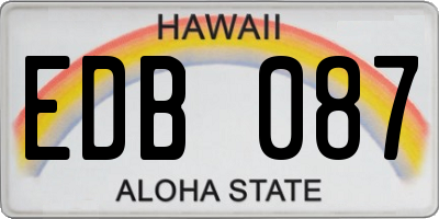 HI license plate EDB087