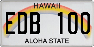 HI license plate EDB100