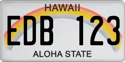 HI license plate EDB123