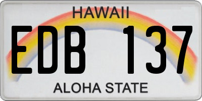 HI license plate EDB137
