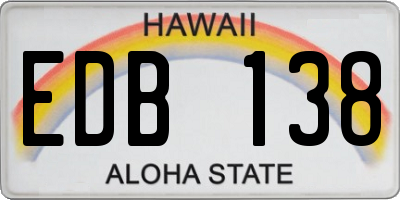 HI license plate EDB138