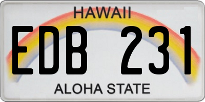 HI license plate EDB231