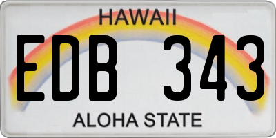 HI license plate EDB343