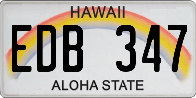 HI license plate EDB347