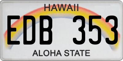 HI license plate EDB353