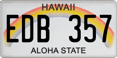 HI license plate EDB357