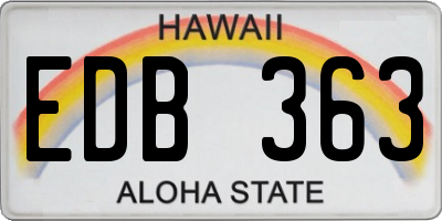 HI license plate EDB363