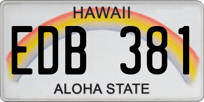 HI license plate EDB381