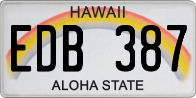 HI license plate EDB387